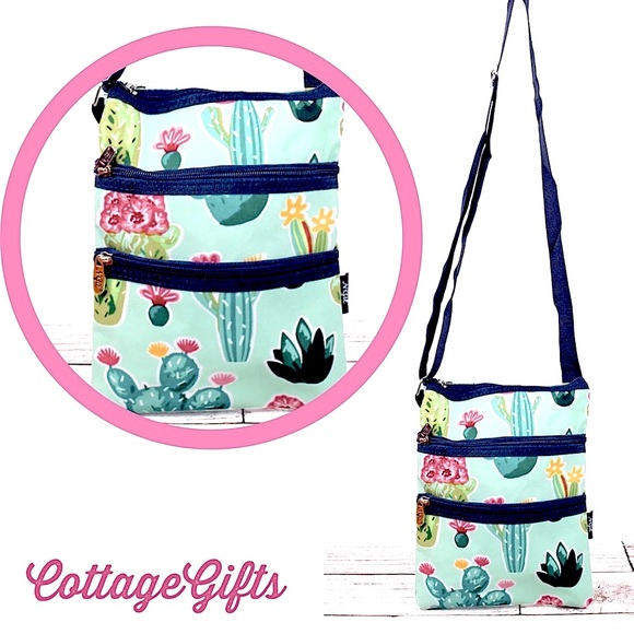 NWT Blooming Cactus Triple Zip Crossbody Bag xbody - Picture 1 of 1